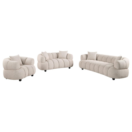 Whitney Contemporary Channel Tufted Boucle Upholstered Sofa Set main view