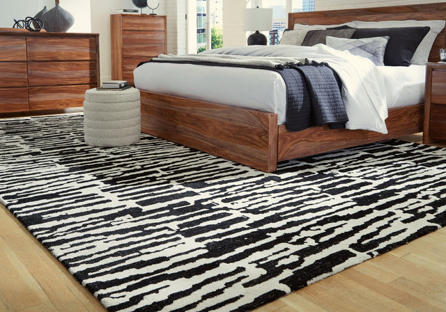 Bramshaw black ivory extra large rug full view