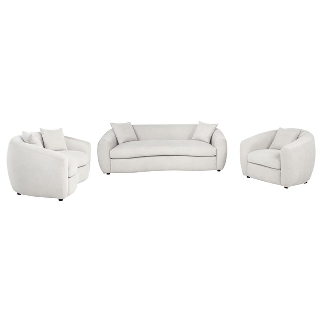 Isabella 3-piece fabric upholstered sofa set sand main view