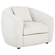 Isabella fabric upholstered accent chair in sand color front view