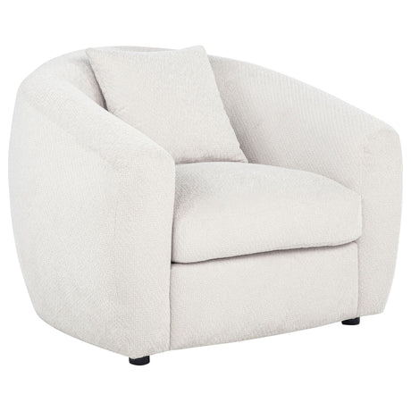 Isabella fabric upholstered accent chair in sand color front view
