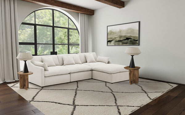 Hobson 4-piece ivory upholstered modular sectional sofa main view
