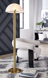 Tobbinsen brass finish floor lamp front view