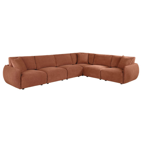 Elysia 6-piece modular sectional sofa coral chenille side view