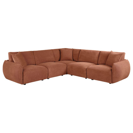 Elysia 5-piece coral chenille modular sectional sofa main view