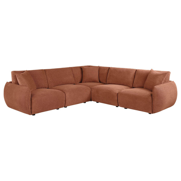 Elysia 5-piece coral chenille modular sectional sofa main view
