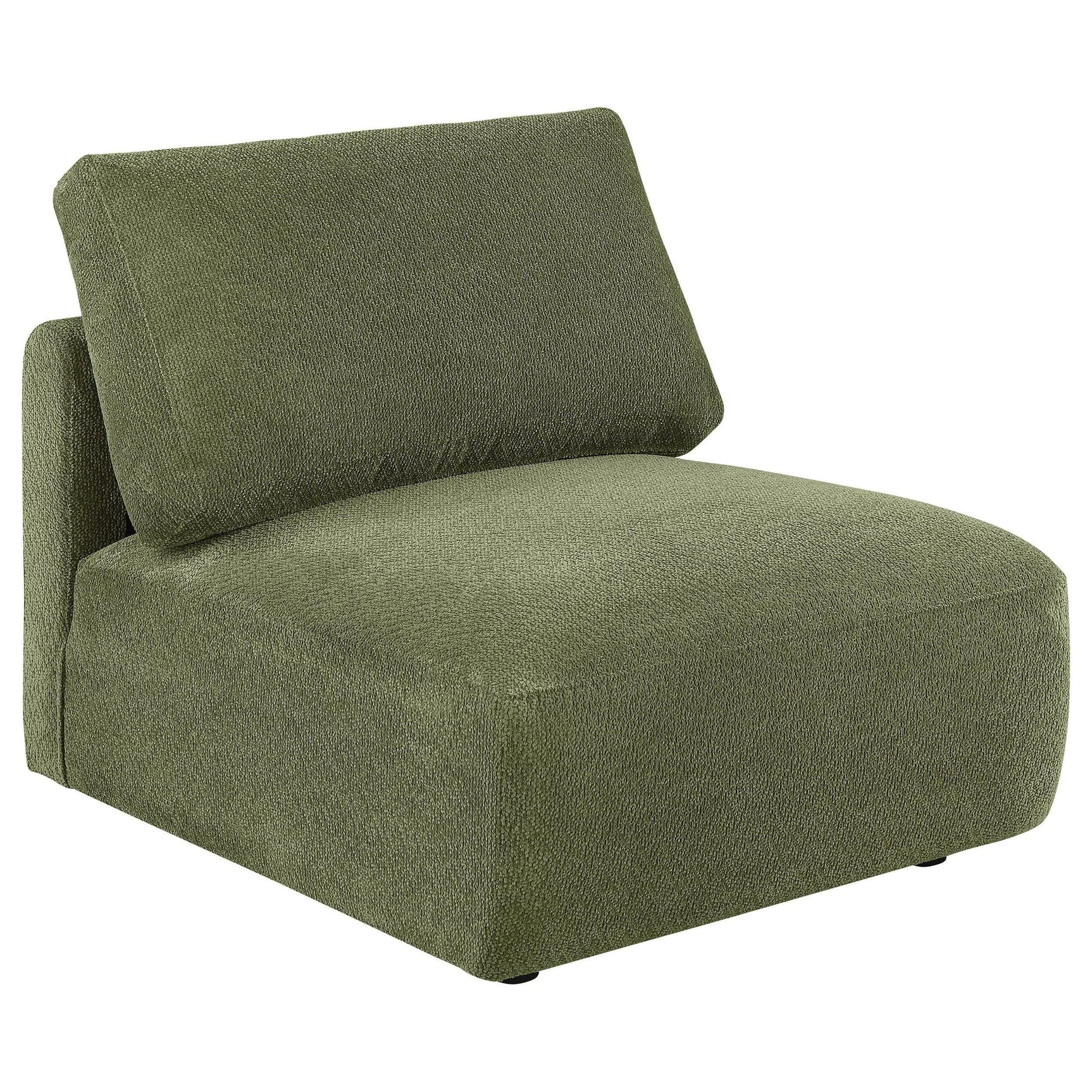 Elysia Green Chenille Upholstered Modular Armless Chair front view