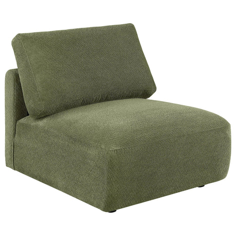 Elysia Green Chenille Upholstered Modular Armless Chair front view