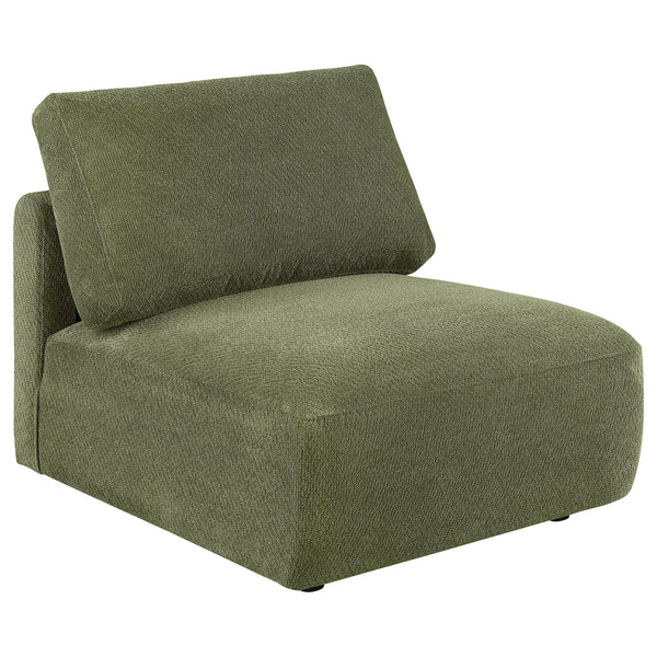 Elysia Green Chenille Upholstered Modular Armless Chair front view