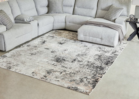 Langwell black gray white large area rug full view