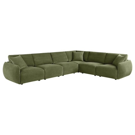 Elysia 6-piece green chenille modular sectional sofa front view