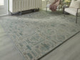Jossland Green Ivory Large Geometric Rug, top view