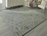 Jossland Green Ivory Large Geometric Rug, top view