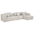 Amara 3-piece upholstered sectional sofa in cement fabric front view