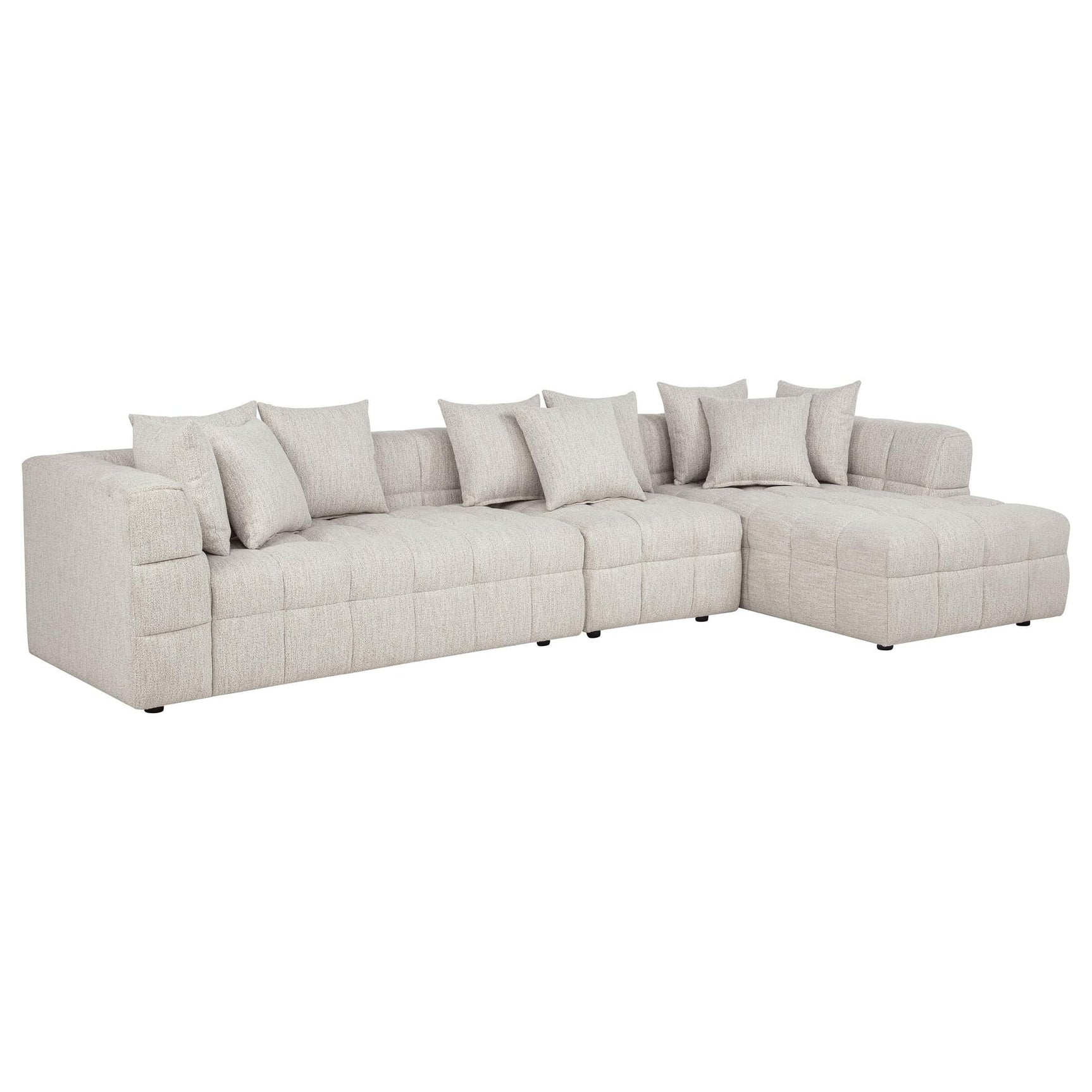 Amara 3-piece upholstered sectional sofa in cement fabric front view
