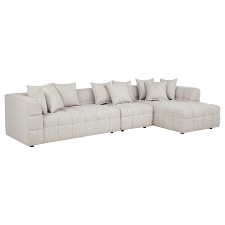 Amara 3-piece upholstered sectional sofa in cement fabric front view