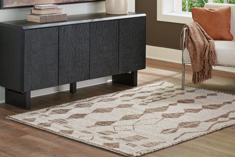 Brettler Beige Brown Medium Geometric Rug flat view