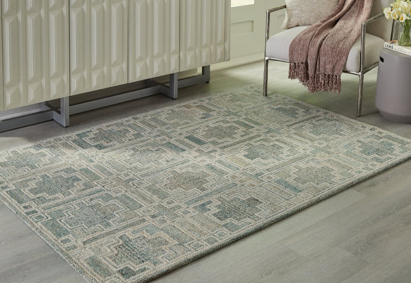 Jossland Green Ivory Medium Rug top view