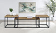 Straden coffee table with mango wood-look top and black metal frame front view