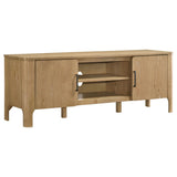 Rowe 65-inch light oak wood TV stand front view