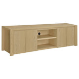 Laurelton 78-inch light oak 4-door TV stand front view