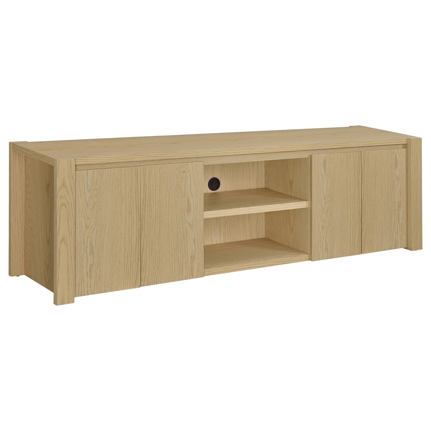 Laurelton 78-inch light oak 4-door TV stand front view