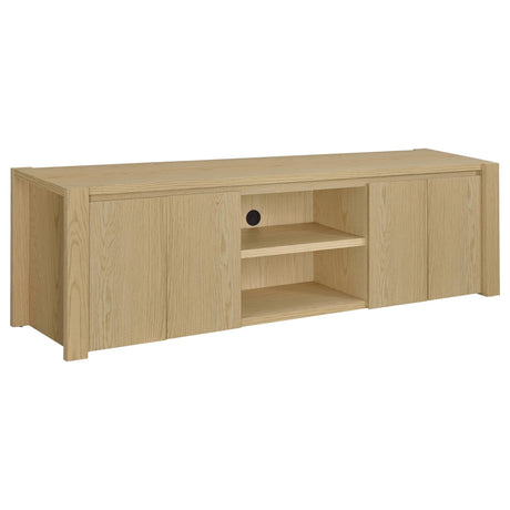 Laurelton 78-inch light oak 4-door TV stand front view