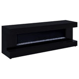 Mallory black high gloss TV stand with electric fireplace and crystal ember bed