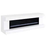 Mallory TV Stand Fireplace Console with flame visualizer and Bluetooth speaker front view