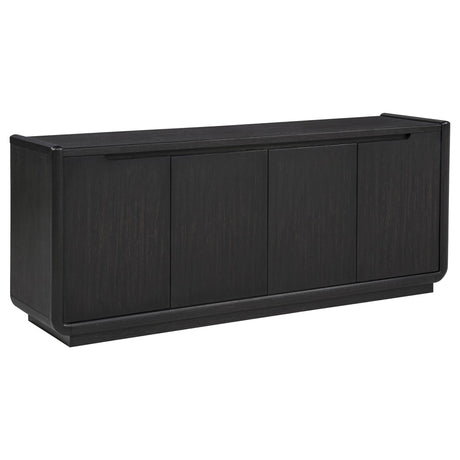 Leandro 72-inch Burnished Black 4-Door TV Stand Front