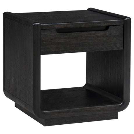 Leandro 1-drawer Wood Occasional Side End Table Burnished Black front view