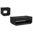 Leandro 2-piece Wood Coffee and End Table Set Burnished Black, front view