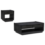 Leandro 2-piece Wood Coffee and End Table Set Burnished Black, front view