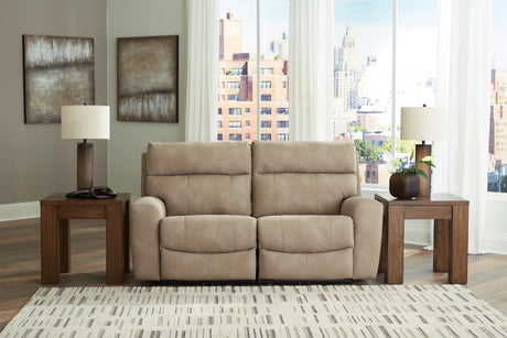 Next-Gen DuraPella Sand 2-Piece Power Reclining Sectional Loveseat front view