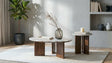 Jenna 2-piece round marble top coffee table set Brown - front view