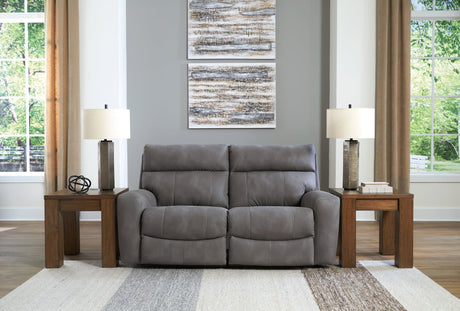 Next-Gen DuraPella Slate 2-Piece Power Reclining Sectional Loveseat front view