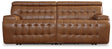 Temmpton Chocolate Leather 2-Piece Power Reclining Sectional Loveseat angled view