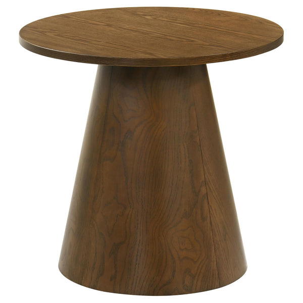 Franklin Round Wood Pedestal Side End Table front view