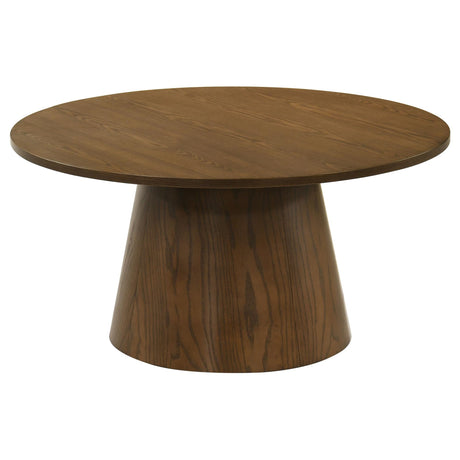 Franklin 36-inch round pedestal coffee table top view