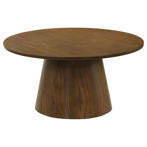 Franklin 36-inch round pedestal coffee table top view