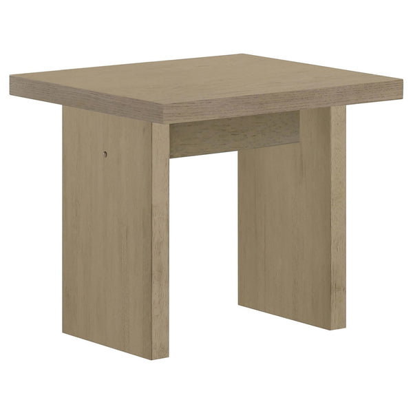 Decker Square Natural Oak Occasional Side Table solid panel supports top view