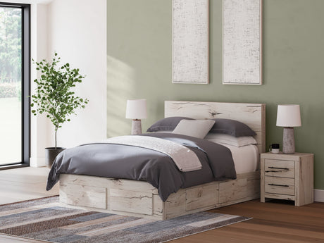 Lawroy Light Natural Queen Panel Storage Bed, front view