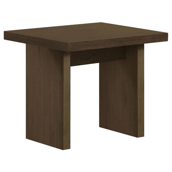 Decker Square Walnut Side End Table angled view showing walnut finish and solid panels