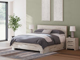 Lawroy Light Natural King Panel Bed with Storage, front view