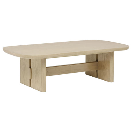 Kailani Coastal Rectangular Coffee Table beige oak angle view