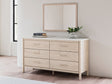 Cadmori Two-Tone Dresser and Mirror front view with marble top