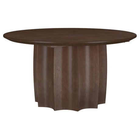 Cayenne solid mango wood round coffee table in walnut finish - front view