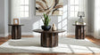 Cayenne 3-piece coffee table set solid mango wood walnut finish front view