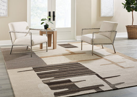Kencher Beige Brown Extra Large Rug front view