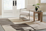Kencher Beige Brown Large Rug, top view